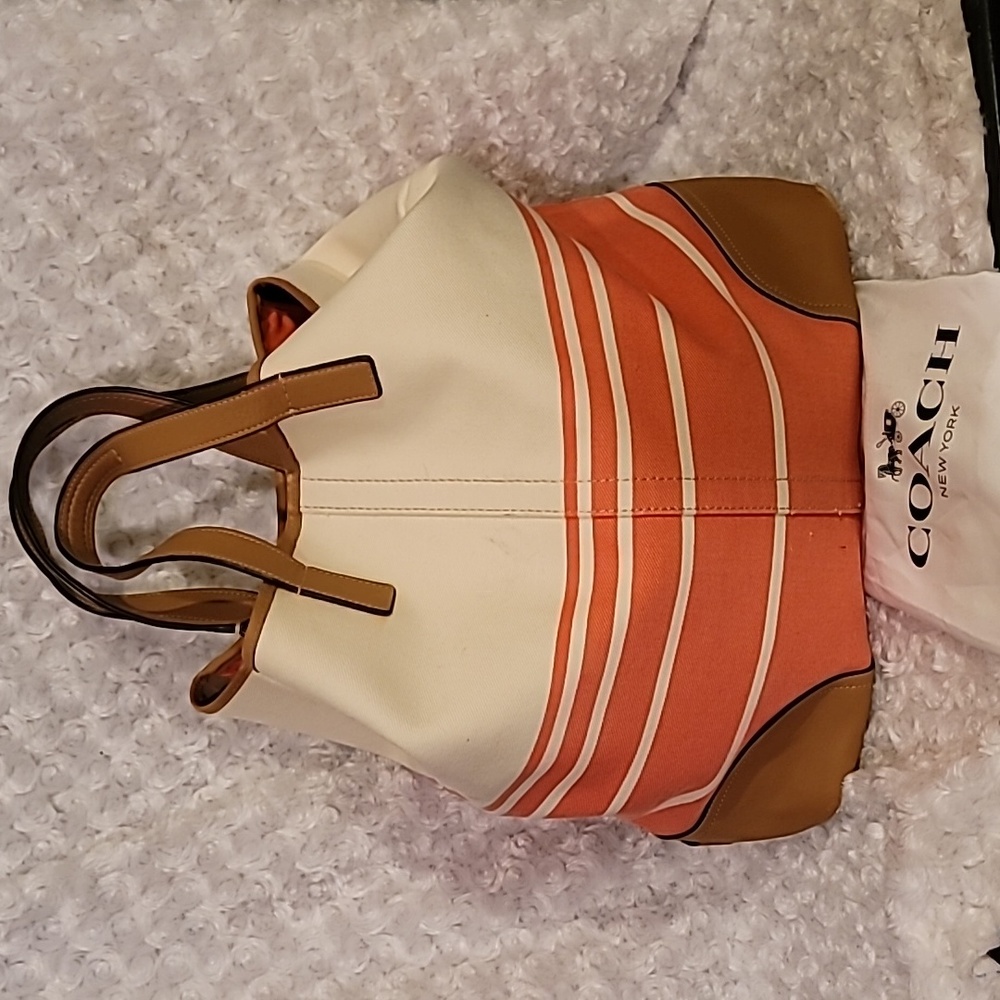 Coach Hadley F28806 Verigated Stripe Duffle Bag X Large Tote Weekender!